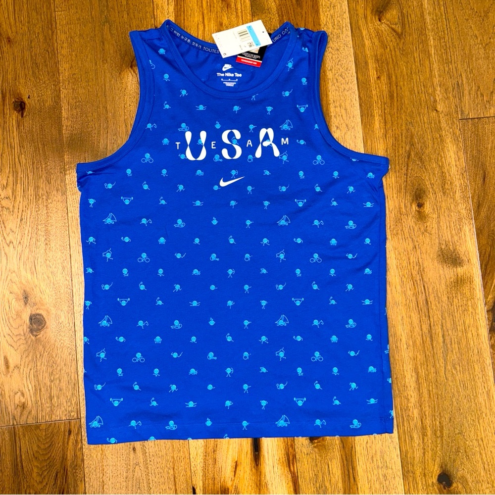 NEW NWT Nike USA Club Tank Top Men's Medium Blue All Over Print FN0879-417